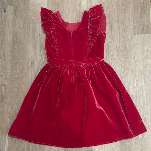 Red Velvet Ruffle Dress - Picture 3 of 5